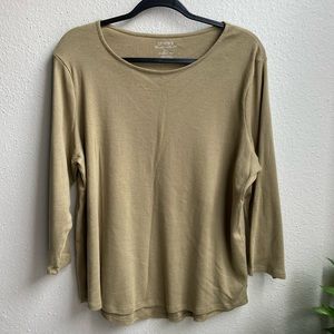 Chico’s|Olive Green 3/4 Sleeve Top|Size 3=XL/16